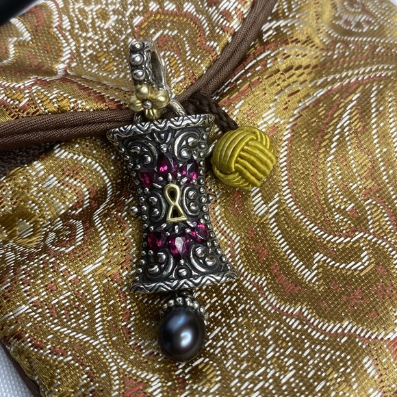 Barbara Bixby Sterling and 18k gold accent Lock pendant / enhancer - Picture 2 of 6